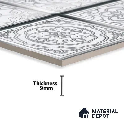 Metallic Wall Tile TL 07235 D Silver Mist 1 ft x 1 ft Ceramic Matte Finish - 9 mm  | 2 mm Spacer is Mandatory | Suitable For Bathroom, Kitchen, Dining Area | Please Expect a Slight Variation of Pattern (Sample)